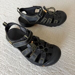 Keen Women's Black Sandals with Yellow Stitching